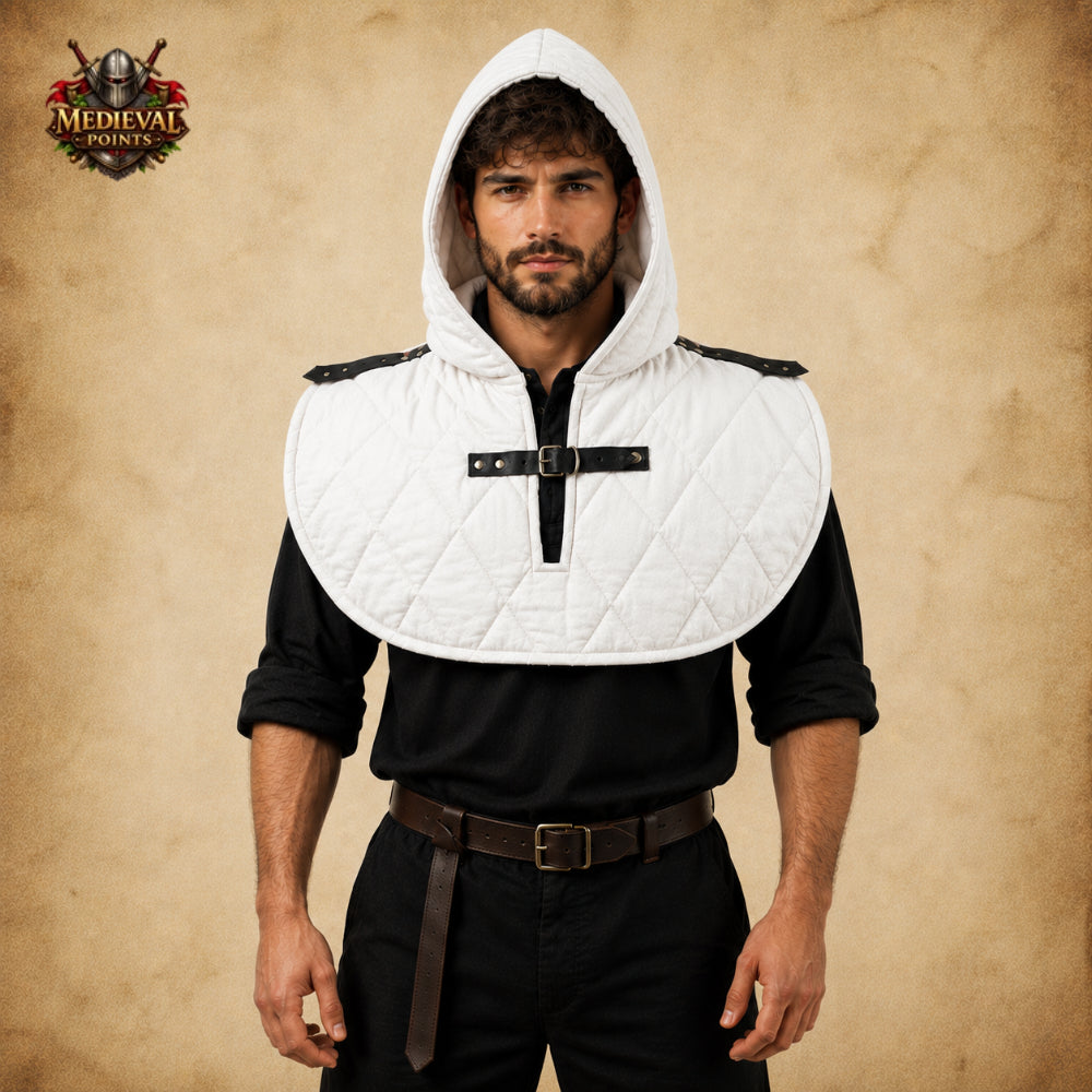 Medieval Quilted Padded Coif Hood – Cotton Gambeson Arming Cap for LARP, HEMA, SCA & Reenactment Armor