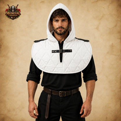 Medieval Quilted Padded Coif Hood – Cotton Gambeson Arming Cap for LARP, HEMA, SCA & Reenactment Armor