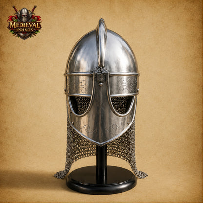 Medieval Knights Templar Barbuta Helmet with Visor &  Wooden Stand | Handmade Steel Crusader Helmet