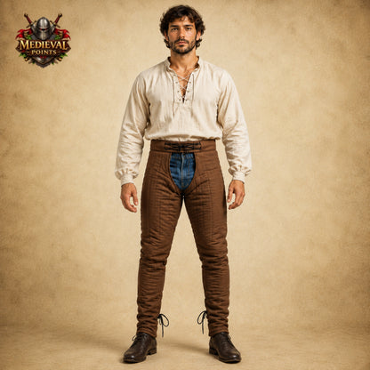 Medieval Quilted Padded Cotton Leggings – SCA Armor Chausses for Wearing Under Gambeson, Chainmail Hauberk, LARP, Reenactment & Halloween Events