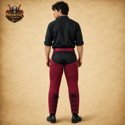 Medieval Quilted Padded Chausses – Cotton Leggings with Arming Belt for SCA, HEMA, LARP & Reenactment Armor