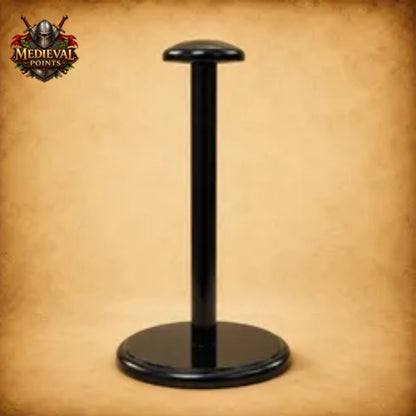 Black Spartan Gladiator Helmet with Wooden Display Stand