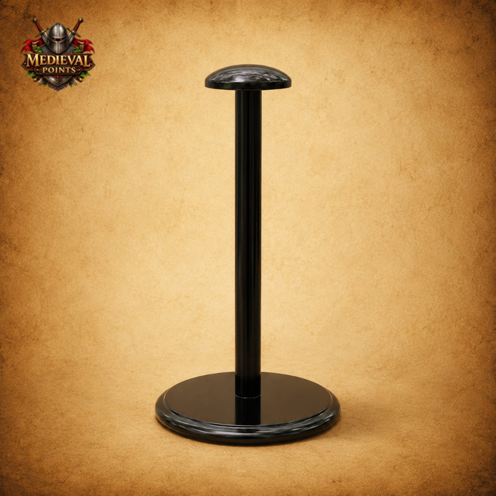 Brass Crusader Templar Helmet | Medieval Knight Helmet with Wooden Display Stand