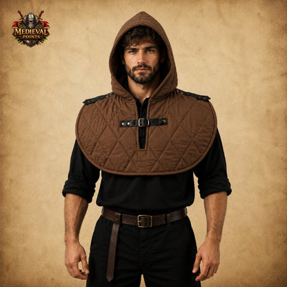 Medieval Quilted Padded Coif Hood – Cotton Gambeson Arming Cap for LARP, HEMA, SCA & Reenactment Armor