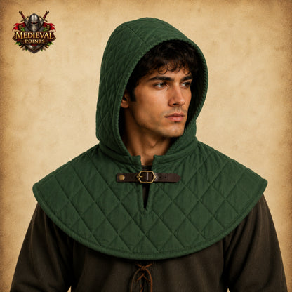 Medieval Quilted Cotton Padded Coif – Protective Arming Hood for Steel Helmets, Viking Knight, LARP & Reenactment Gear