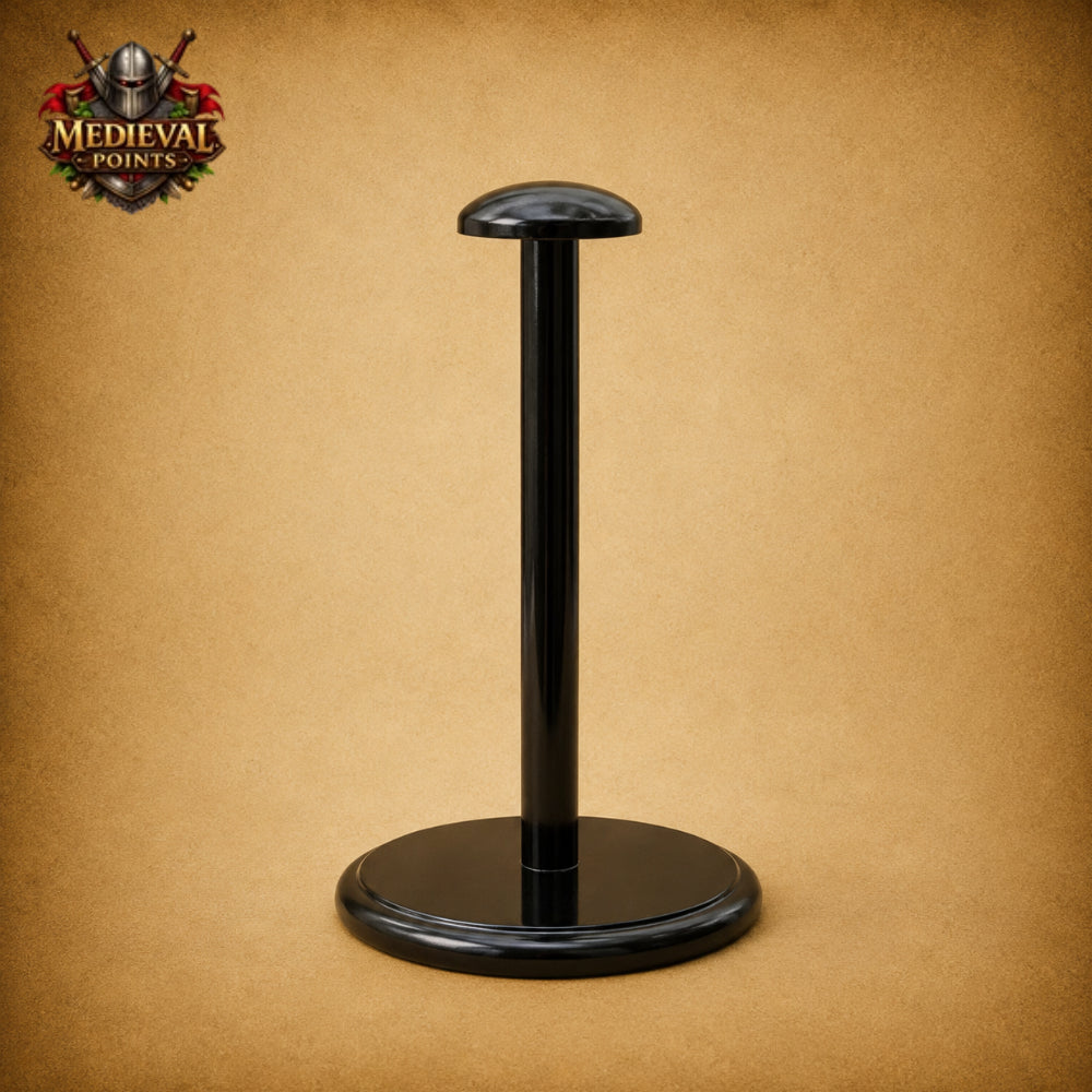 Handcrafted Medieval Sugarloaf Steel & Brass Knight Helmet with Wooden Stand