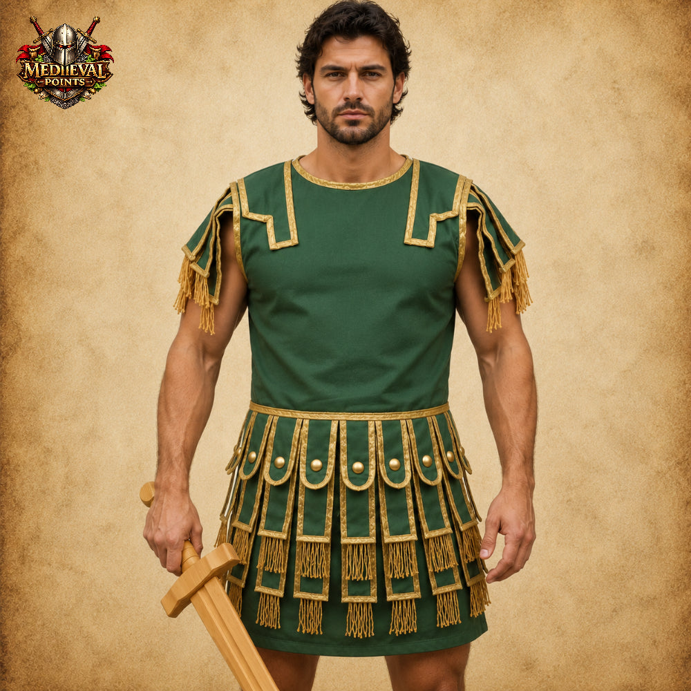 Roman Subarmalis Tunic – & Gold Gladiator Costume, Padded Roman Warrior Armor for LARP, Reenactment & Renaissance Fair