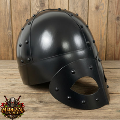 Viking Helmet: Gjermundbu Helmet , Warrior Costume wooden stand