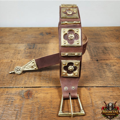 Artisan Medieval Brass & Leather Armor Belt – Renaissance Faire & Historical Costume Accessory