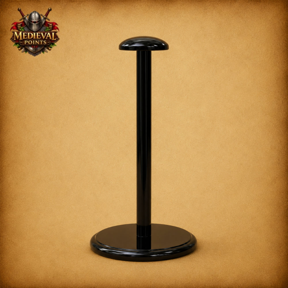 Medieval Knight Barbute Helmet Armor with Wooden Display Stand