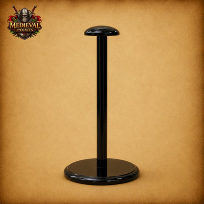 Medieval Knight Barbute Helmet Armor with Wooden Display Stand