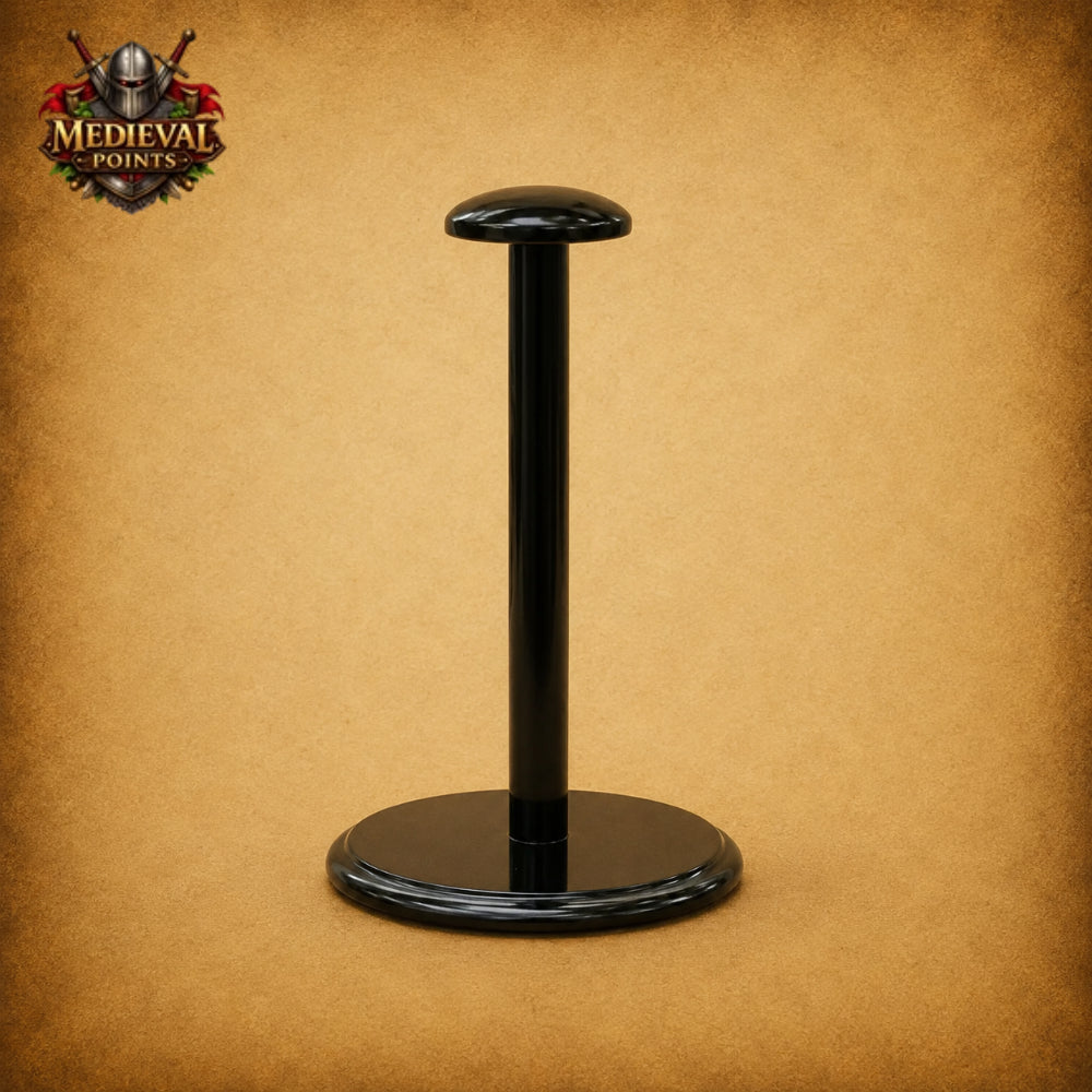 Medieval Black Barbute Steel Helmet | Wearable Knight Armor with Display Stand