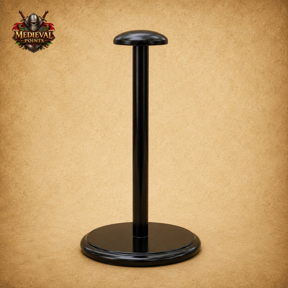 Medieval King Arthur Helmet with Brass Butted Chainmail | Monty Python Style Helmet with Display Stand