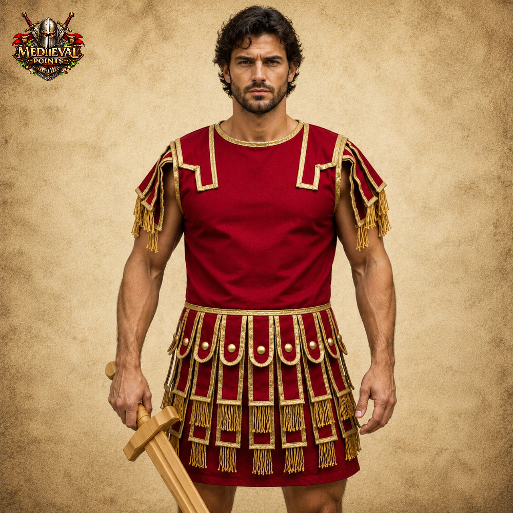Roman Subarmalis Tunic – & Gold Gladiator Costume, Padded Roman Warrior Armor for LARP, Reenactment & Renaissance Fair