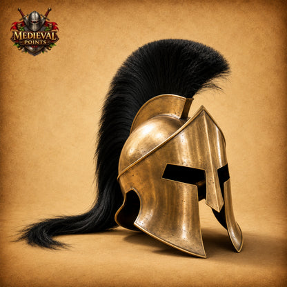 King Leonidas Spartan Helmet | 300 Movie Replica  Wooden Display Stand