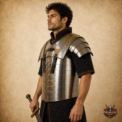 Roman Lorica Segmentata Armor | 18 Gauge Steel with Brass Trim | Roman Legionary Armor | LARP, Reenactment & Cosplay Costume