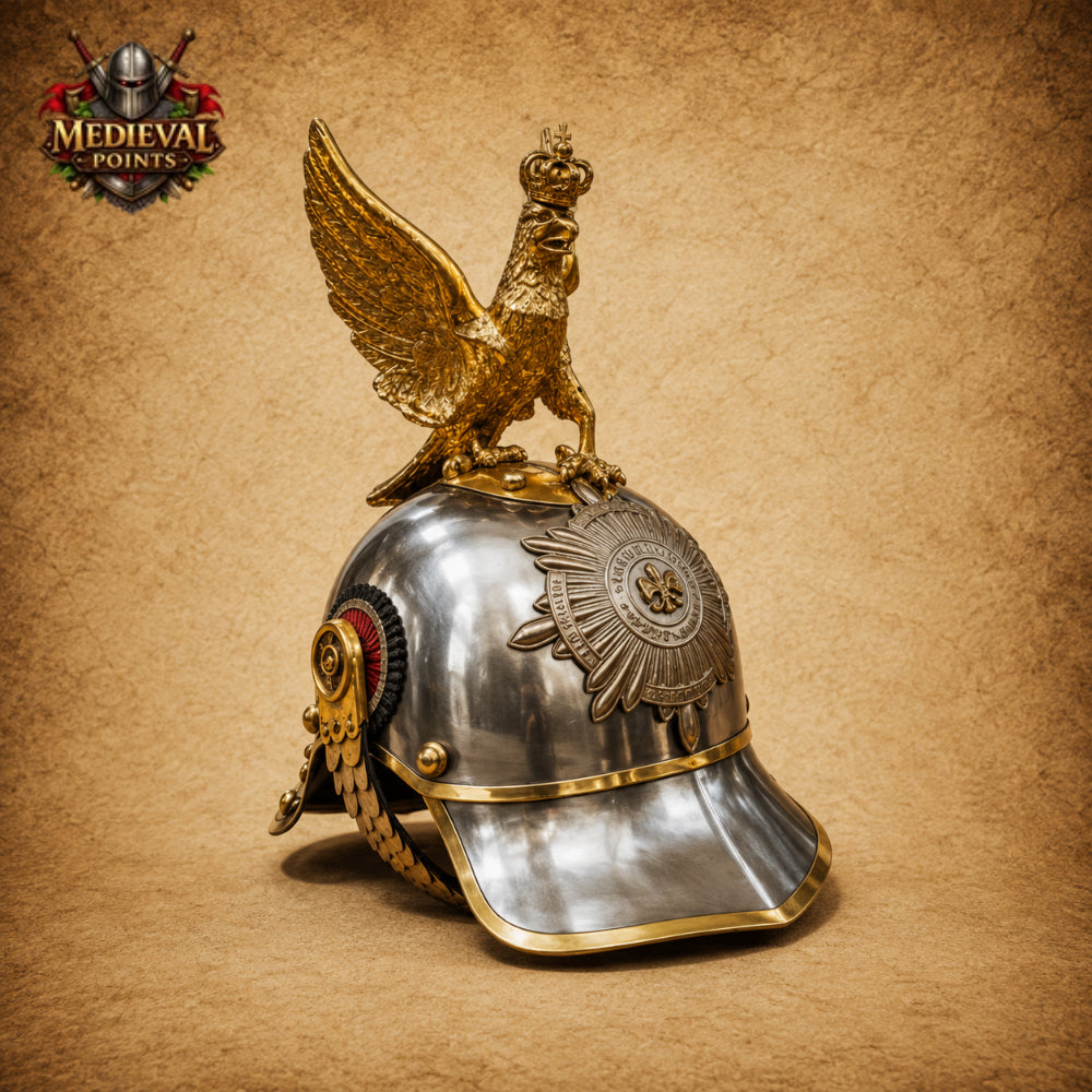 German Imperial Pickelhaube Helmet with Eagle Crest & Spike