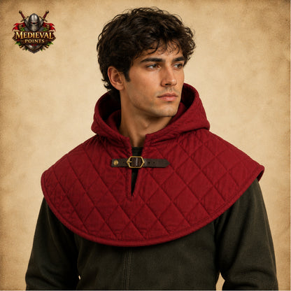 Medieval Quilted Cotton Padded Coif – Protective Arming Hood for Steel Helmets, Viking Knight, LARP & Reenactment Gear