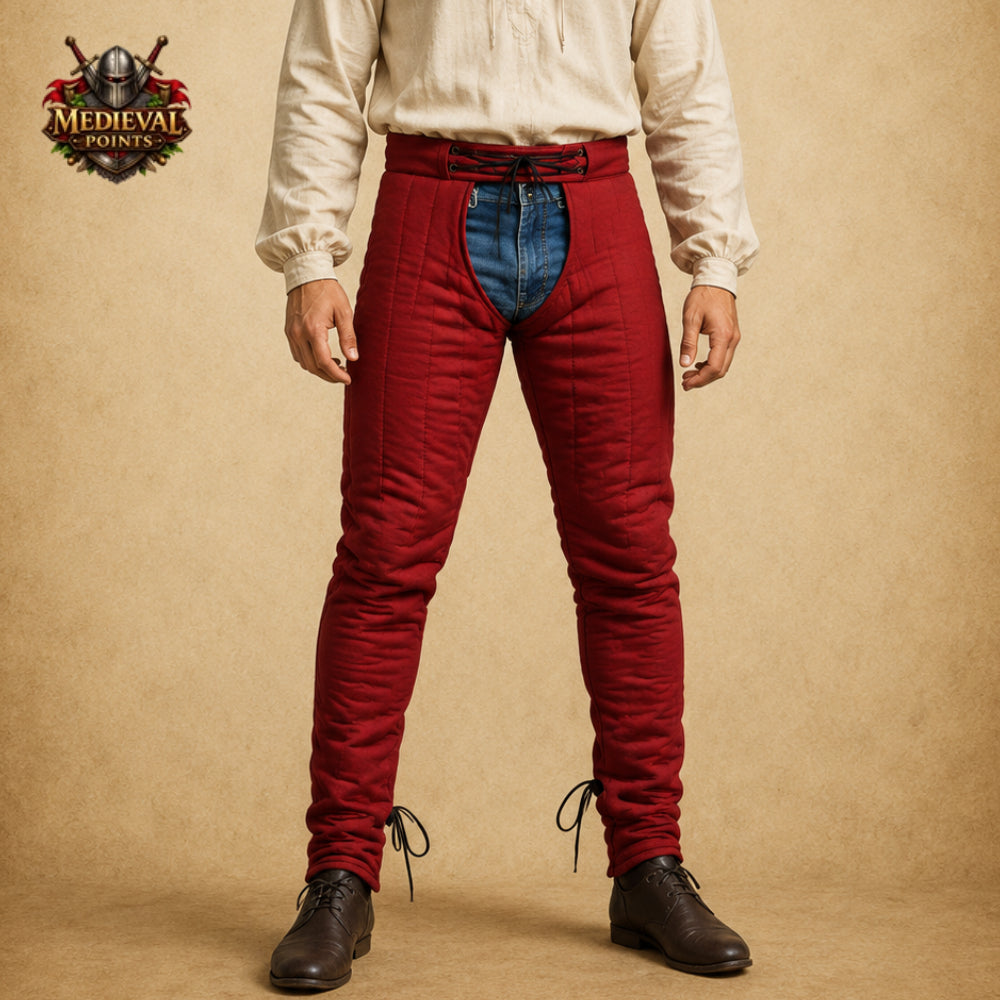 Medieval Quilted Padded Cotton Leggings – SCA Armor Chausses for Wearing Under Gambeson, Chainmail Hauberk, LARP, Reenactment & Halloween Events