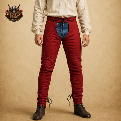 Medieval Quilted Padded Cotton Leggings – SCA Armor Chausses for Wearing Under Gambeson, Chainmail Hauberk, LARP, Reenactment & Halloween Events