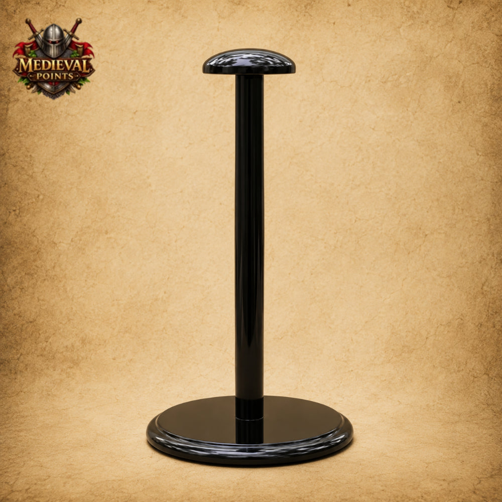 King Leonidas Greek Spartan Helmet with Black Plume & Wooden Display Stand