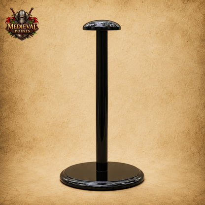 King Leonidas Greek Spartan Helmet with Black Plume & Wooden Display Stand