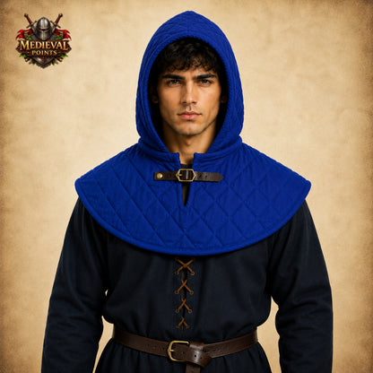 Medieval Quilted Cotton Padded Coif – Protective Arming Hood for Steel Helmets, Viking Knight, LARP & Reenactment Gear