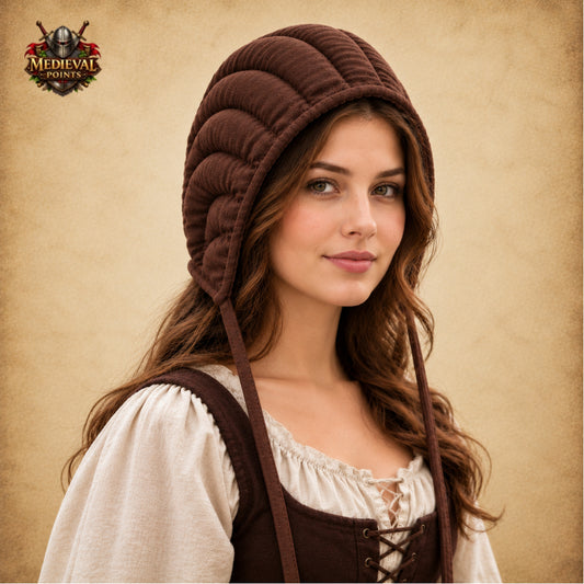 Medieval Quilted Padded Arming Cap – Cotton Armor Coif for LARP, HEMA, SCA, Reenactment & Renaissance Faire