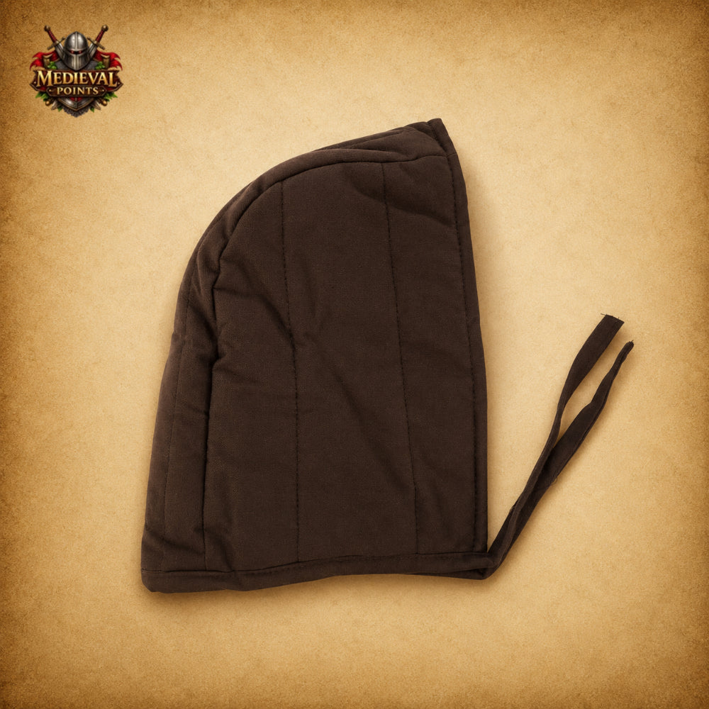 Medieval Quilted Cotton Arming Cap – Padded Armor Hood for LARP, HEMA, SCA & Reenactment