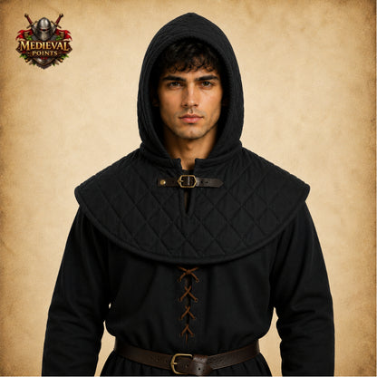 Medieval Quilted Cotton Padded Coif – Protective Arming Hood for Steel Helmets, Viking Knight, LARP & Reenactment Gear