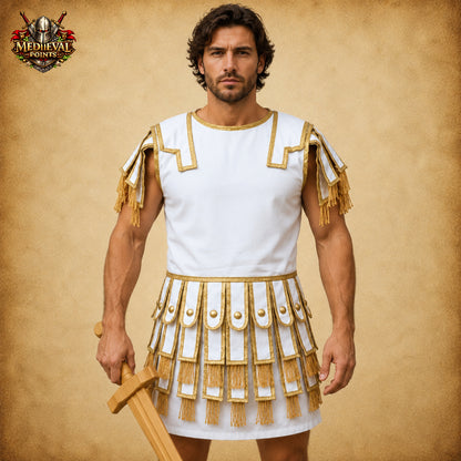 Roman Subarmalis Tunic – & Gold Gladiator Costume, Padded Roman Warrior Armor for LARP, Reenactment & Renaissance Fair
