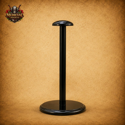 German Pickelhaube Black Steel Helmet | Imperial Officer Replica with Wooden Display Stand