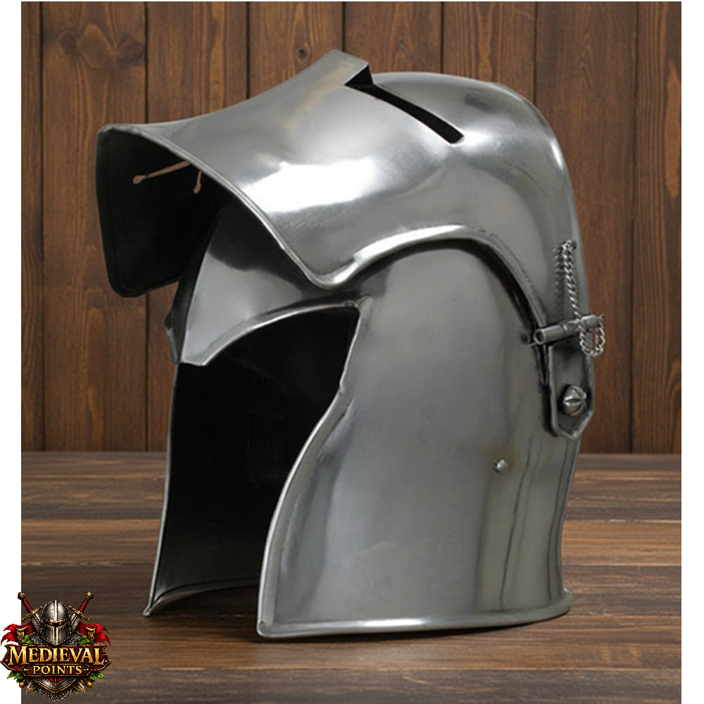 Medieval Barbute Helmet : fully wearable helmet for Role Play with Display Stand