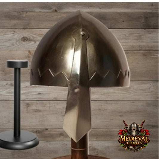 Norman Nasal Helmet: Medieval Knight helmet Replica with Stand