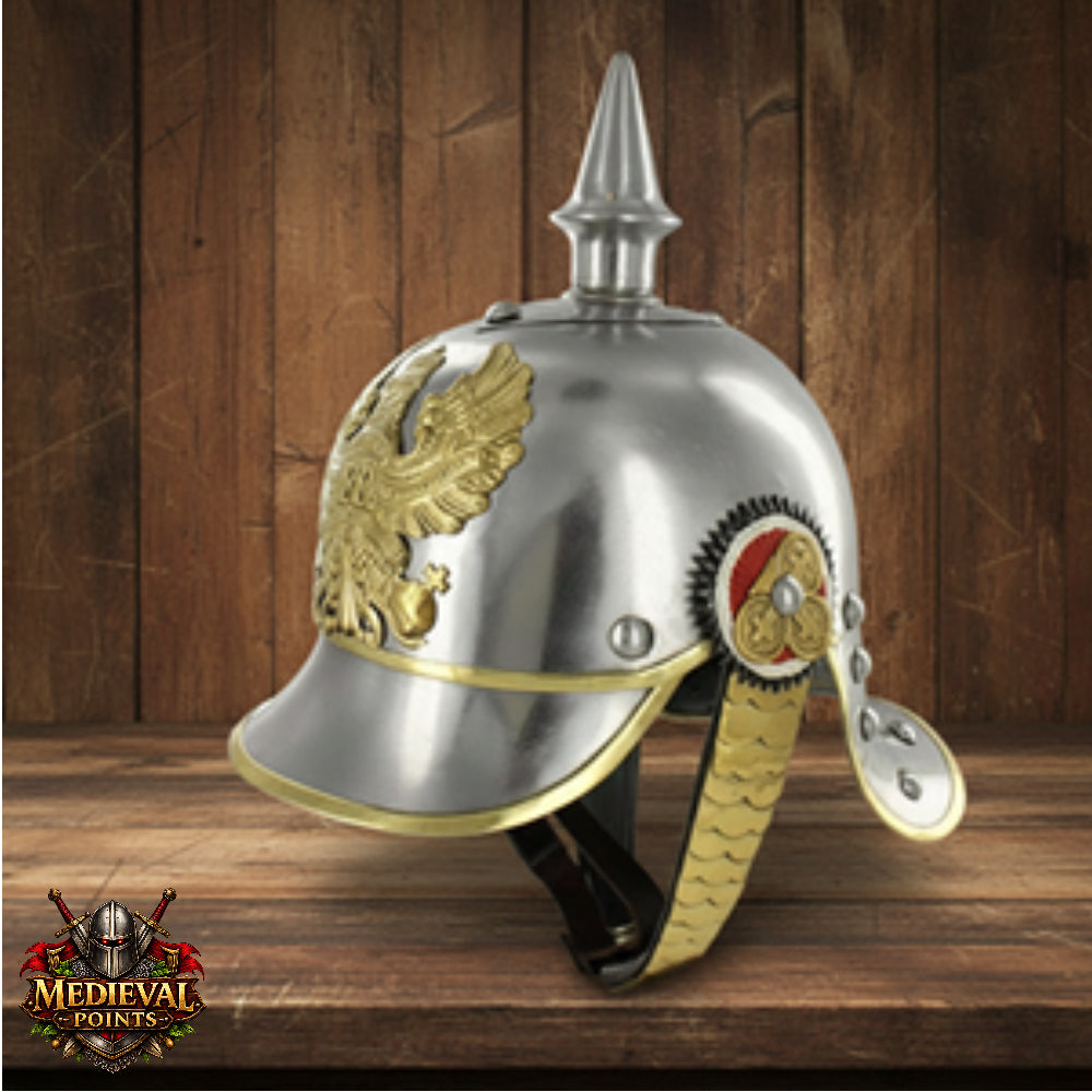 German Pickelhaube Helmet Steel Spiked Helmet Prussian Military Replica Armor