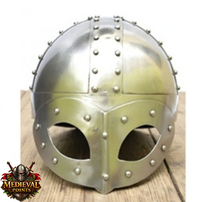 Viking Helmet: Gjermundbu Helmet , Warrior Costume wooden stand - LARP, SCA Armour