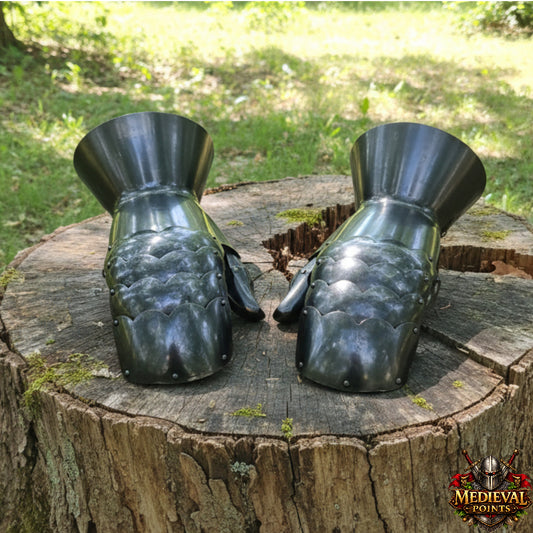 Hand made Clamshell Gauntlets – 16G Steel Knight Armor Gloves for LARP & Cosplay