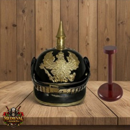 Black German Pickelhaube Helmet Prussian Spiked Military Armor Replica Hat