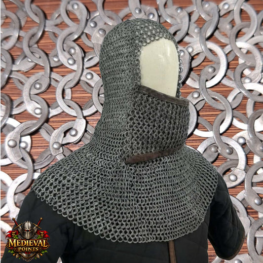 Chainmail Coif: Medieval LARP , 9 mm Stainless steel Flat chainmail Hood