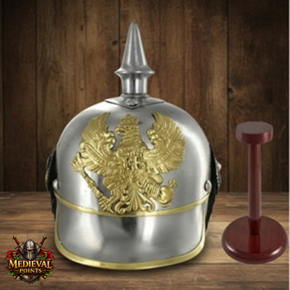 German Pickelhaube Helmet Steel Spiked Helmet Prussian Military Replica Armor