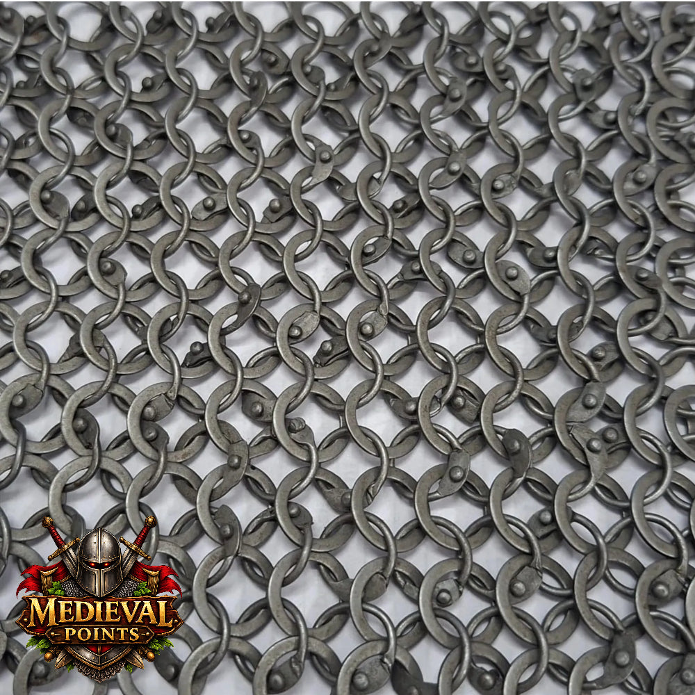 9MM Mild Steel Chainmail Hauberk Round Riveted Medieval Armor Shirt
