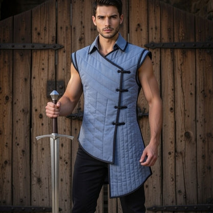 Cotton Medieval Gambeson: Sleeveless Padded Armor, Reenactment Costume for Halloween events