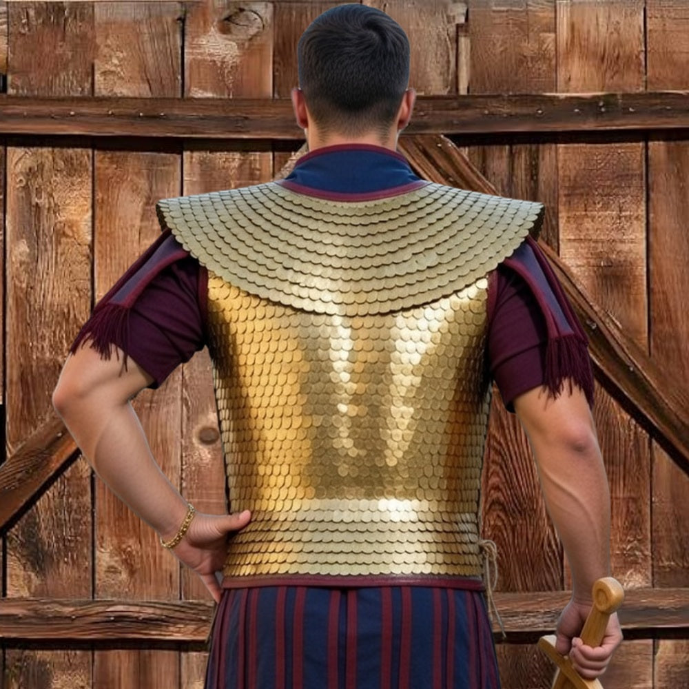 Roman Lorica Squamata Brass Scale Armor for LARP & Reenactment - Handmade Historical Soldier Costume