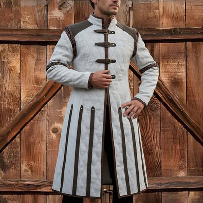 Medieval Gambeson Costume With Brown Leather Trim: Renfaire Larp for Halloween Costume
