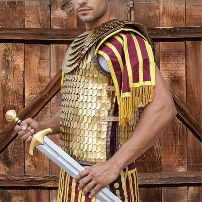 Brass Scale Lorica Squamata: Roman Empire Armor with Leather Edges