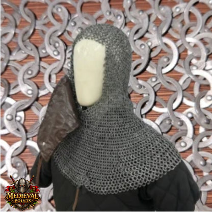 Chainmail Coif: Medieval LARP , 9 mm Stainless steel Flat chainmail Hood