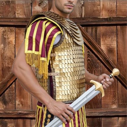 Brass Scale Lorica Squamata: Roman Empire Armor with Leather Edges