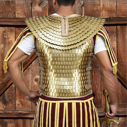 Brass Scale Lorica Squamata: Roman Empire Armor with Leather Edges