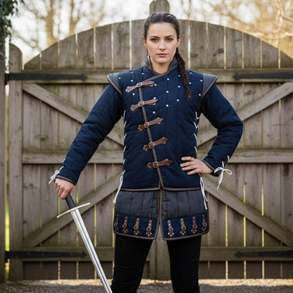 Quilted gambeson medieval costume for LARP events with multiple size options