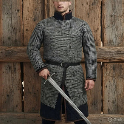 9MM Chainmail Hauberk Riveted Mild Steel Chainmail Shirt | Medieval Armor Costume